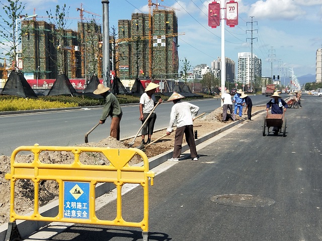商城大道武溪路至武巖路左幅側(cè)分帶清理雜草、石塊及土方整理.jpg